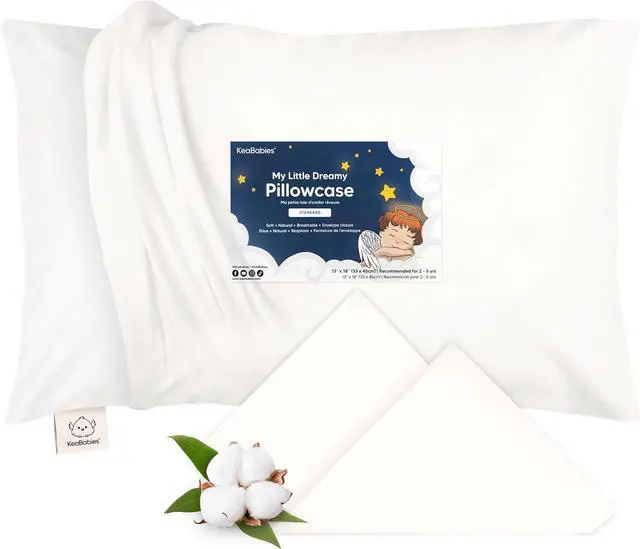 Main image of KeaBabies Toddler Pillowcase 13x18 Organic Cotton Cover (Soft White)