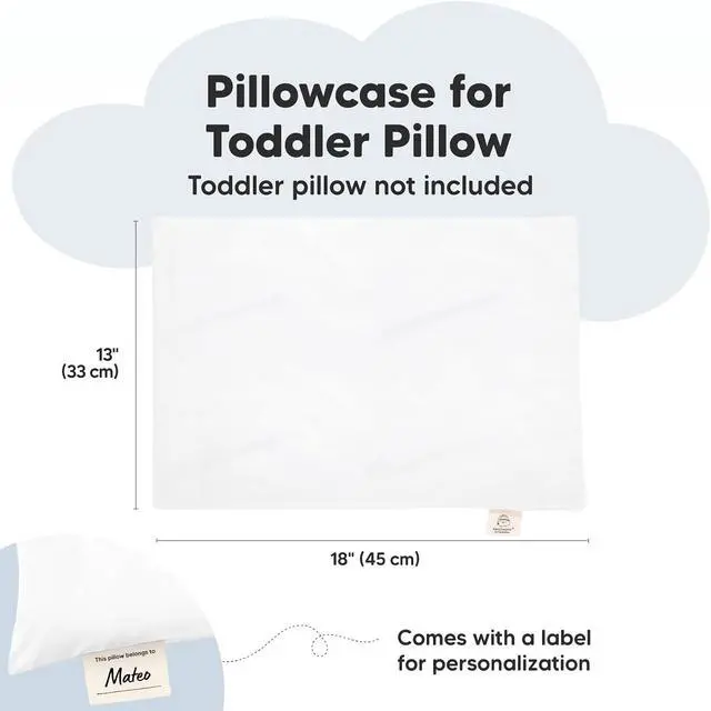 Alt view image 2 of 7 - KeaBabies Toddler Pillowcase 13x18 Organic Cotton Cover (Soft White)