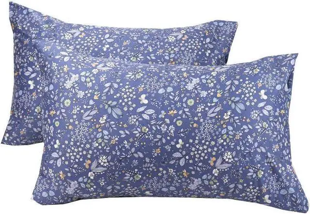 Main image of Blue Standard Size Pillowcase Set of 2, 100% Long Staple Pure Cotton Envelope Closure Pillow Cover, 20×30 Inch