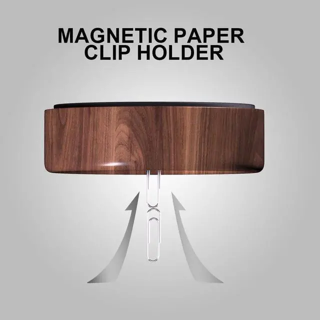 Alt view image 3 of 6 - grwanpen® Magnetic Walnut Wood Paper Clip Holder,Durable Wooden Magnetic Paper Clip Dispenser Metal Pin Organizer Holder Box Large Capacity for School Office Home Paper Clip Holder for Desk