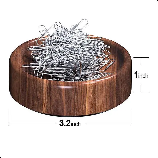 Alt view image 6 of 6 - grwanpen® Magnetic Walnut Wood Paper Clip Holder,Durable Wooden Magnetic Paper Clip Dispenser Metal Pin Organizer Holder Box Large Capacity for School Office Home Paper Clip Holder for Desk
