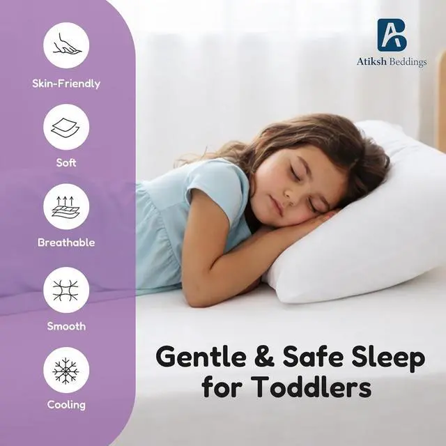 Alt view image 4 of 6 - Atiksh Beddings 12x16 Toddler Travel Pillow Cases, Pack of 2, 100% Egyptian Cotton, 600 Thread Count, Zipper Closure, Small Pillowcase for Kids, Daycare, Preschool & Travel, White