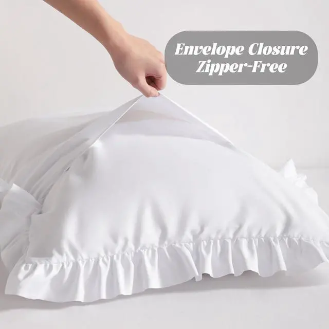 Alt view image 5 of 7 - BEDSUM Standard Ruffled Pillow Shams - Set of 2, 20x26, White
