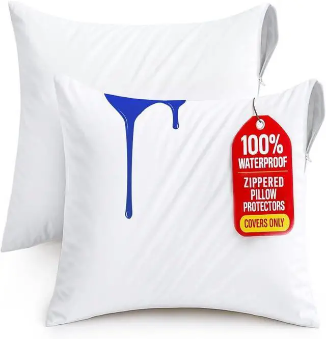 Main image of Set of 2 Pillow Protectors with Zipper 20 x 20 Inches, Throw Pillow Covers