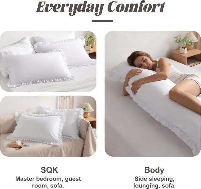 Alt view image 7 of 7 - BEDSUM Standard Ruffled Pillow Shams - Set of 2, 20x26, White
