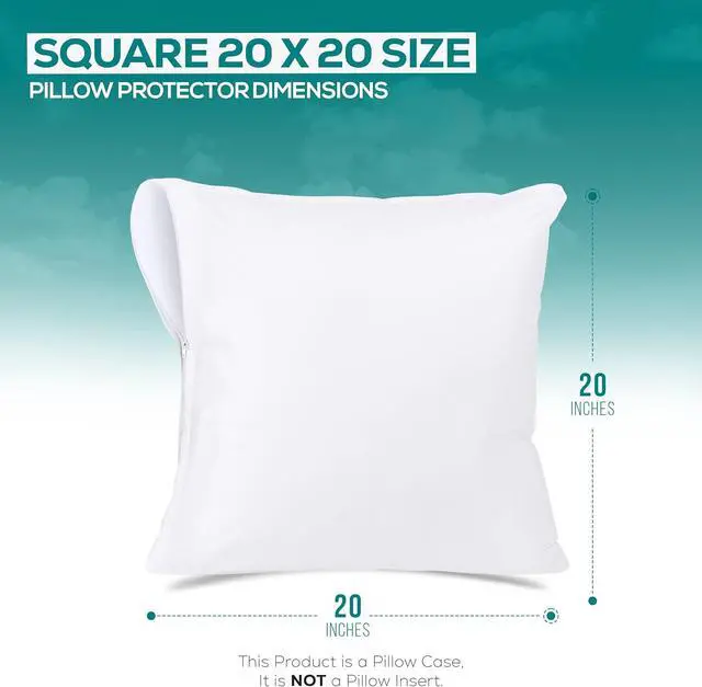 Alt view image 2 of 7 - Set of 2 Pillow Protectors with Zipper 20 x 20 Inches, Throw Pillow Covers
