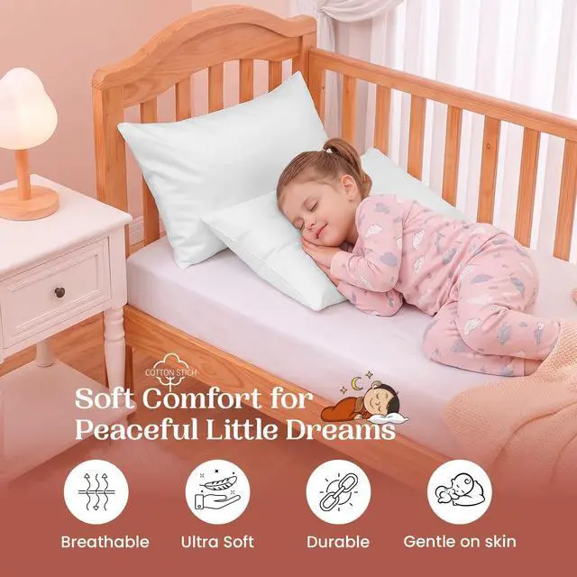 Alt view image 3 of 7 - COTTON STICH Toddler Pillowcases 12x16 Set of 2, Comfort Cotton Kids Pillow Cover, Hidden Zipper, Breathable Toddler Bedding for Travel, Daycare & Preschool, Small Mini Pillowcase-White