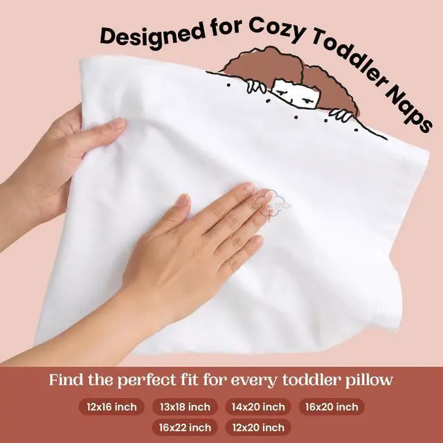 Alt view image 5 of 7 - COTTON STICH Toddler Pillowcases 12x16 Set of 2, Comfort Cotton Kids Pillow Cover, Hidden Zipper, Breathable Toddler Bedding for Travel, Daycare & Preschool, Small Mini Pillowcase-White