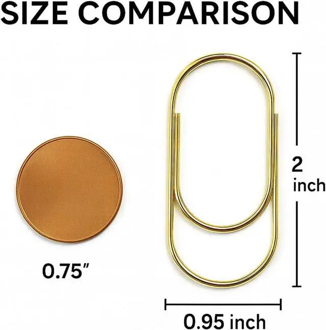 Alt view image 3 of 6 - 50 Pcs Jumbo Large Gold Paper Clips 2 Inch, Giant Planner Clips