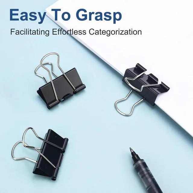 Alt view image 4 of 7 - 150 PCS Binder Clips Assorted Sizes, Extra Large Medium Small Mini and Micro, Metal Paper Binder Clip Black,Paper Clamps, 6 Sizes for Office, School and Home