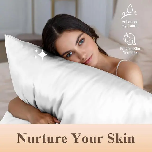 Alt view image 4 of 6 - Silk Like Satin Pillowcase Standard Size, White, 2 Pack, 20x26 Inches