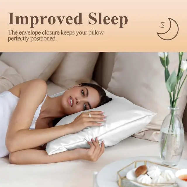 Alt view image 5 of 6 - Silk Like Satin Pillowcase Standard Size, White, 2 Pack, 20x26 Inches