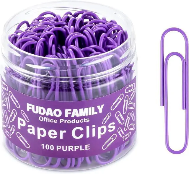 Main image of Jumbo Paper Clips, 2 Inch Large Paper Clip, 100 pcs Paperclips (Jumbo, Purple)