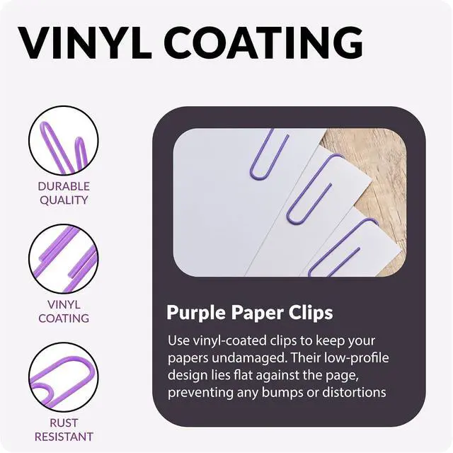 Alt view image 3 of 6 - Jumbo Paper Clips, 2 Inch Large Paper Clip, 100 pcs Paperclips (Jumbo, Purple)