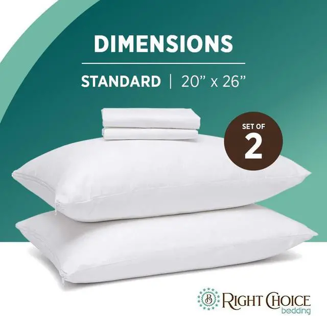 Alt view image 2 of 7 - Cotton Pillow Protectors with Zipper - Hypoallergenic Pillow Covers, Zip Up Pillowcase Standard Size 20x26 (Set of 2)