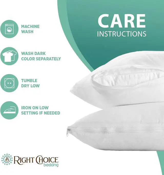 Alt view image 4 of 7 - Cotton Pillow Protectors with Zipper - Hypoallergenic Pillow Covers, Zip Up Pillowcase Standard Size 20x26 (Set of 2)