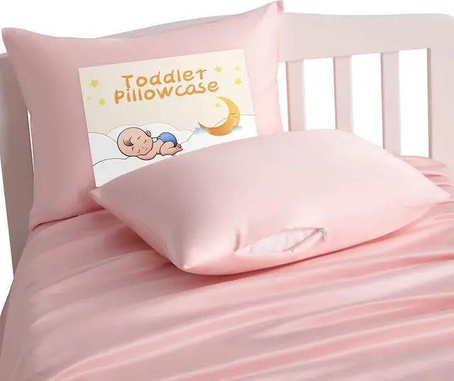 Main image of NTBAY Toddler Satin Pillowcases, Set of 2, Zipper, Pink