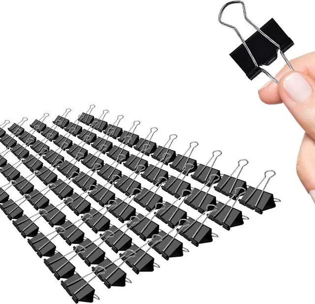 Main image of Binder Clips, 72 Pack, 1 Inch, Standard 25mm, Black, Fold Clamp, Capacity 0.47 Inch, Metal Paper Clips, Office Clips, School & Home Use