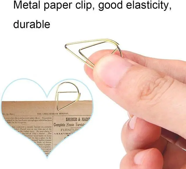 Alt view image 4 of 7 - 100 Pcs Small Golden Paperclips Stainless Steel Waterdrop Shaped Paperclips Bookmarks Paper Clips Clamps for Memo Paper Photo 15 * 25mm (Gold)