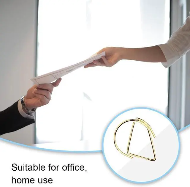 Alt view image 6 of 7 - 100 Pcs Small Golden Paperclips Stainless Steel Waterdrop Shaped Paperclips Bookmarks Paper Clips Clamps for Memo Paper Photo 15 * 25mm (Gold)