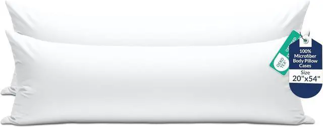 Main image of ROYALE LINENS Body Pillow Cover - Double Brushed 1800 Microfiber - 20"x54" with Hidden Zipper Closure - Wrinkle & Fade Resistant - Super Soft Body Pillowcase 2 Pack (White, Pack of 2)