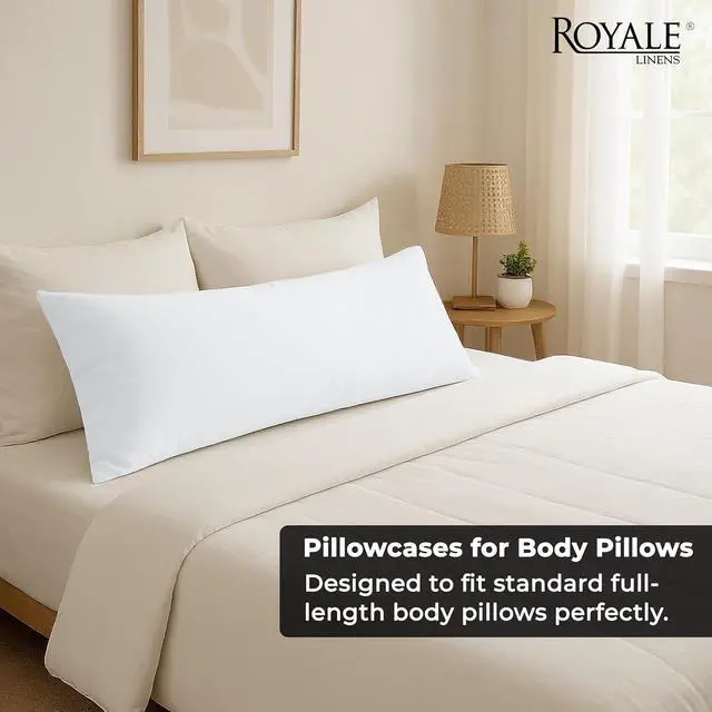 Alt view image 7 of 7 - ROYALE LINENS Body Pillow Cover - Double Brushed 1800 Microfiber - 20"x54" with Hidden Zipper Closure - Wrinkle & Fade Resistant - Super Soft Body Pillowcase 2 Pack (White, Pack of 2)
