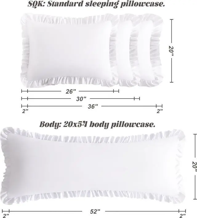 Alt view image 3 of 7 - BEDSUM Standard Ruffled Pillow Shams - Set of 2, 20x26, White
