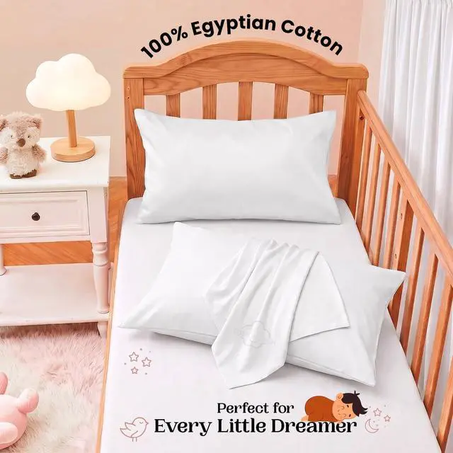 Alt view image 2 of 7 - COTTON STICH Toddler Pillowcases 12x16 Set of 2, Comfort Cotton Kids Pillow Cover, Hidden Zipper, Breathable Toddler Bedding for Travel, Daycare & Preschool, Small Mini Pillowcase-White