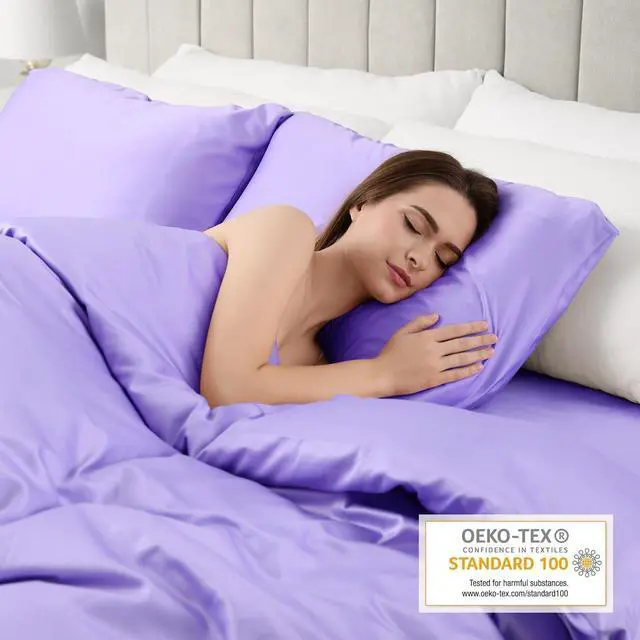 Alt view image 6 of 6 - Lirex Satin Pillowcase for Hair and Skin, Super Soft and Cooling Similar to Silk, 2 Pack Queen Size 20"X 30" Pillow Cases with Envelope Closure, Gifts for Women Men, Light Purple