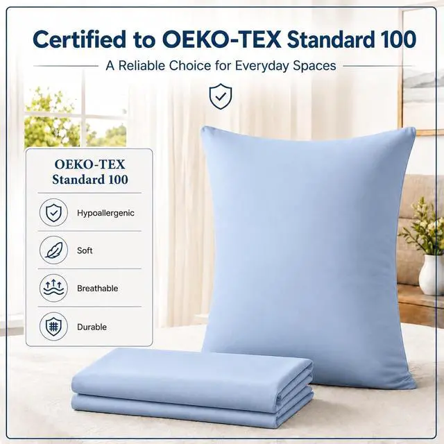 Alt view image 2 of 7 - ZPECC Pillow Cases Queen Size Set of 4, 20x30 Envelope Closure Pillowcases, Soft Plain Brushed Microfiber Covers Hypoallergenic Breathable, Light Blue