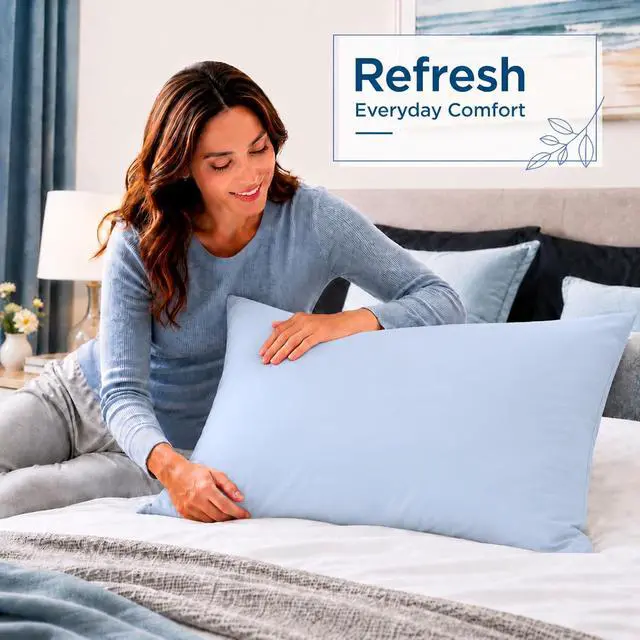 Alt view image 7 of 7 - ZPECC Pillow Cases Queen Size Set of 4, 20x30 Envelope Closure Pillowcases, Soft Plain Brushed Microfiber Covers Hypoallergenic Breathable, Light Blue