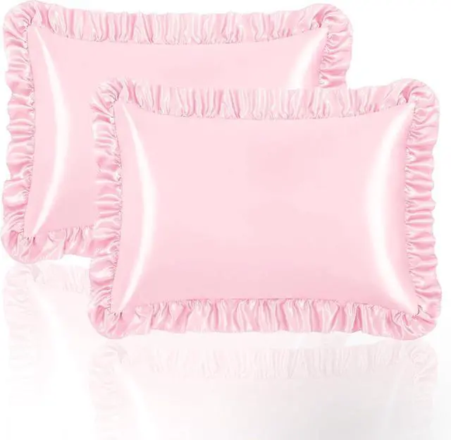 Main image of Ruffle Satin Pillowcase of 2, 20x30 Inches, Pink GRSECPO