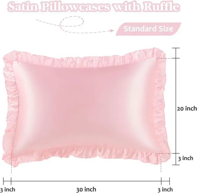 Alt view image 3 of 6 - Ruffle Satin Pillowcase of 2, 20x30 Inches, Pink GRSECPO