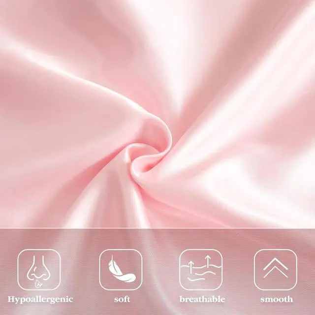 Alt view image 5 of 6 - Ruffle Satin Pillowcase of 2, 20x30 Inches, Pink GRSECPO
