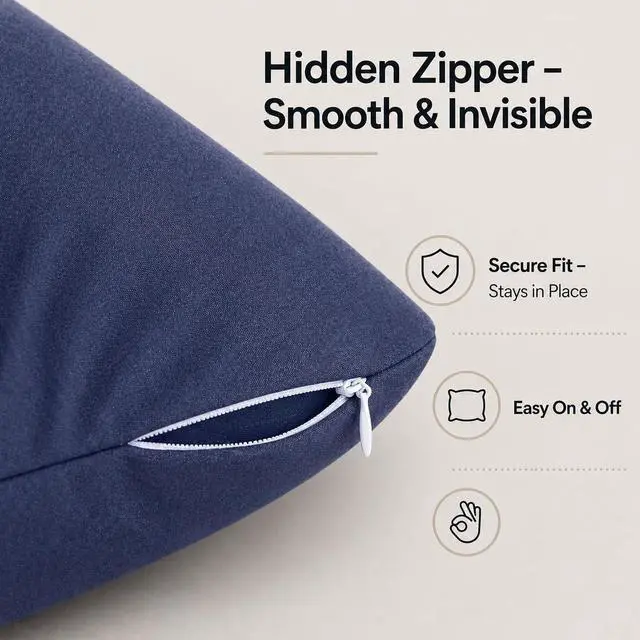 Alt view image 5 of 7 - EVOLIVE Body Pillow Cover 21"x54", Microfiber, Hidden Zipper (Navy)