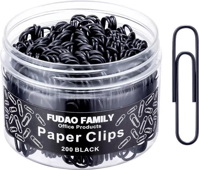 Main image of Large Paper Clips, 2 Inch Black Paper Clip, 200 pcs Jumbo Paperclips