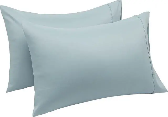 Alt view image 3 of 4 - Amazon Basics Standard Pillowcases Set of 2 - Lightweight, Super Soft Easy Care Microfiber, Spa Blue, 30" L x 20" W, Pillows Not Included