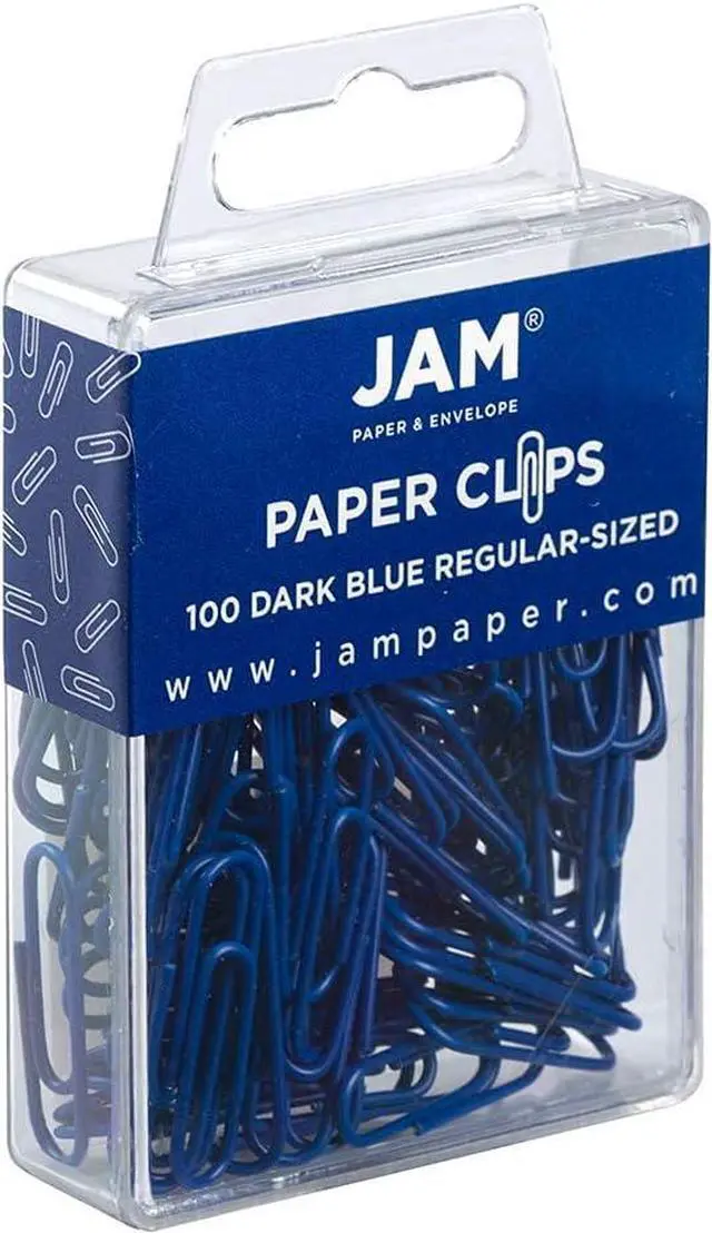 Alt view image 2 of 3 - JAM PAPER Colorful Standard Paper Clips - Regular 1 Inch - Dark Blue Paperclips - 100/Pack
