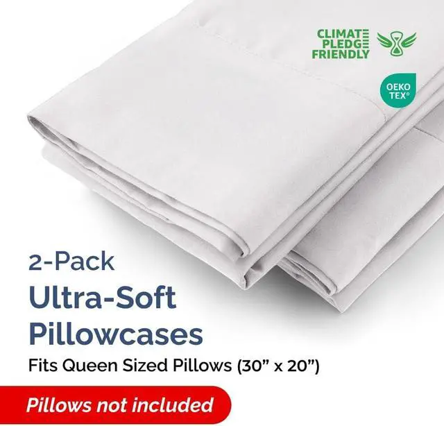 Alt view image 2 of 7 - Queen Pillow Cases - 2 Pack Pillowcase Covers - 20" x 30" (French Grey)
