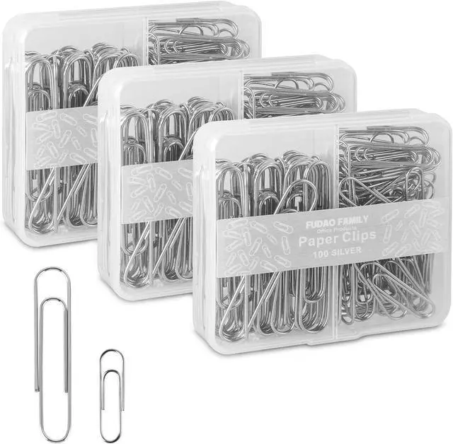 Main image of FUDAO FAMILY Paper Clips Assorted Sizes, Large and Small Paper Clips, Paper Clip, Paperclips, Pack of 3 Boxes of 100 Clips Each (300 Clips Total)
