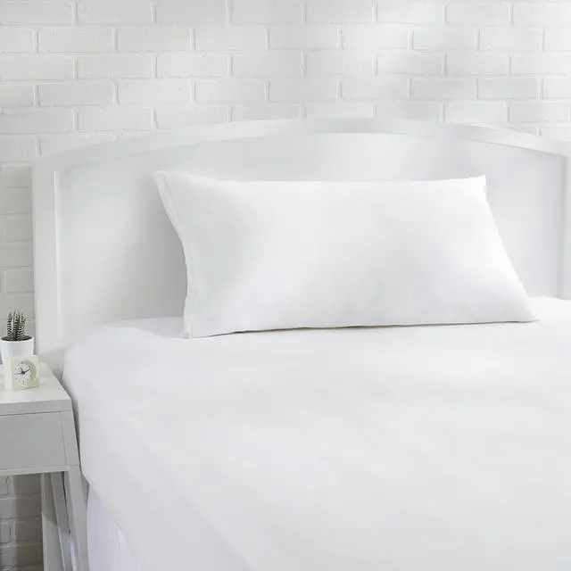Main image of Amazon Basics King Pillow Protector with Zipper, Breathable 100% Cotton Hypoallergenic, Tight Weave, Machine Washable, White, 37 x 21 Inches, Pillows Not Included