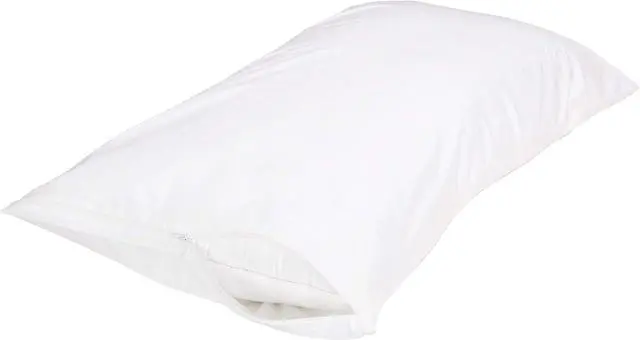 Alt view image 2 of 7 - Amazon Basics King Pillow Protector with Zipper, Breathable 100% Cotton Hypoallergenic, Tight Weave, Machine Washable, White, 37 x 21 Inches, Pillows Not Included