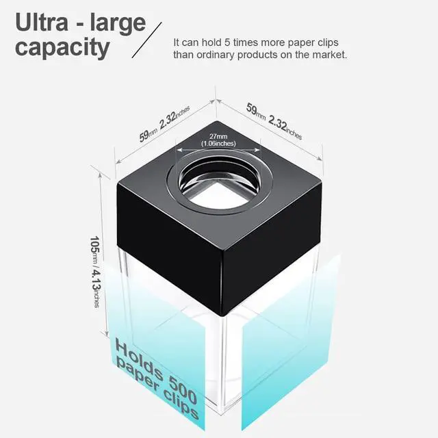 Alt view image 6 of 6 - grwanpen® Extra Large Magnetic Paper Cilp Dispenser, 500 Clip Capacity ,Black,1 pack
