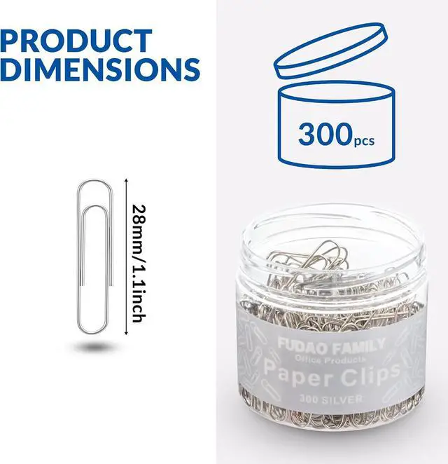 Alt view image 2 of 5 - Small Paper Clips, 1.1 Inch Paper Clip, 300 pcs Paperclips (Small, Silver)