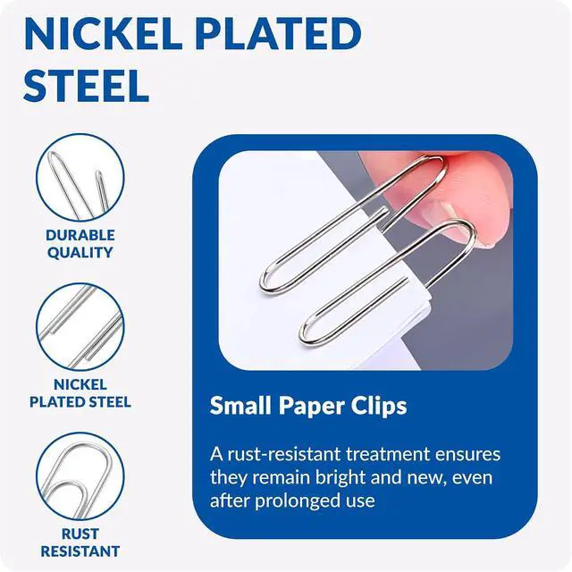 Alt view image 3 of 5 - Small Paper Clips, 1.1 Inch Paper Clip, 300 pcs Paperclips (Small, Silver)