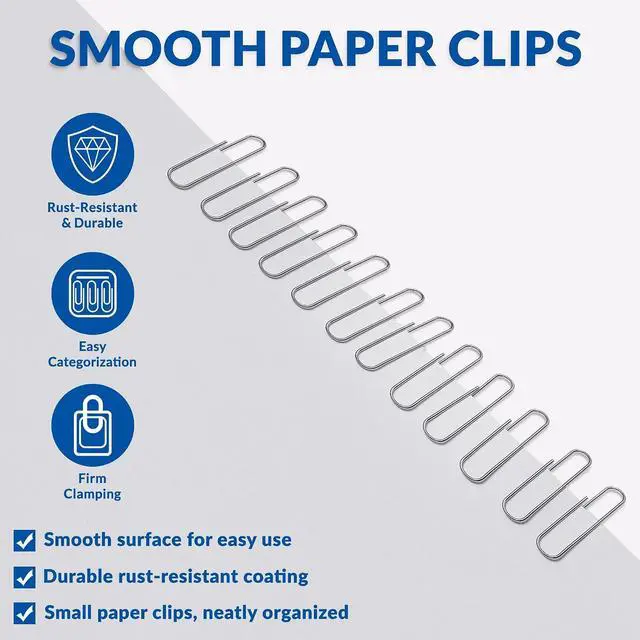 Alt view image 4 of 5 - Small Paper Clips, 1.1 Inch Paper Clip, 300 pcs Paperclips (Small, Silver)