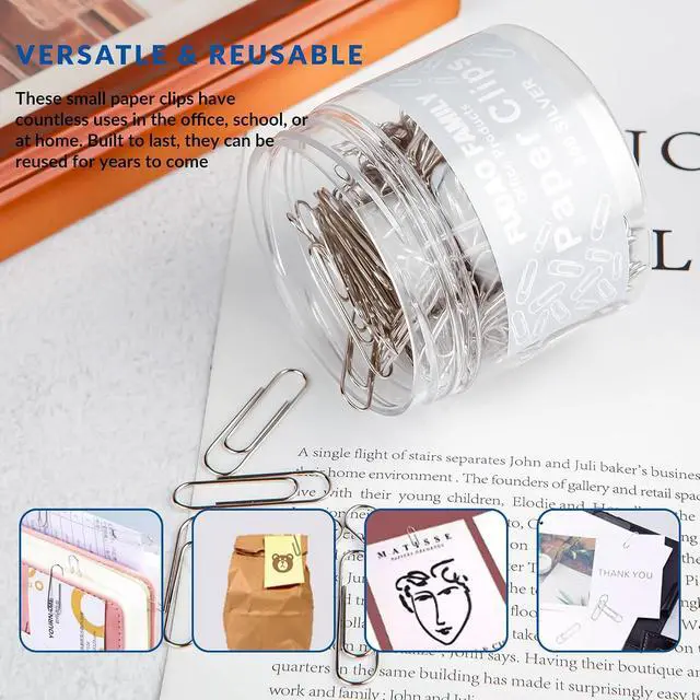 Alt view image 5 of 5 - Small Paper Clips, 1.1 Inch Paper Clip, 300 pcs Paperclips (Small, Silver)