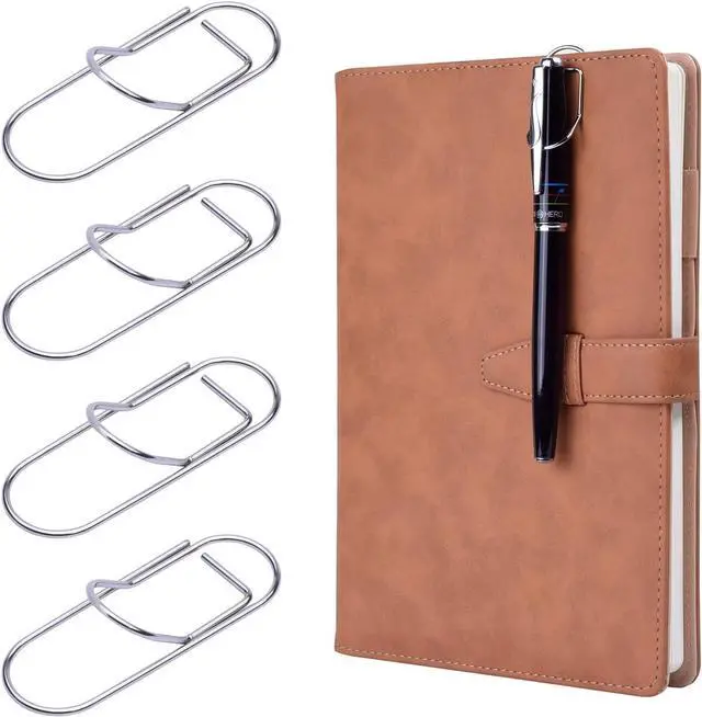 Main image of Wisdompro 12 Pack Paper Clip Pen Holder for Notebook, Journal, Silver