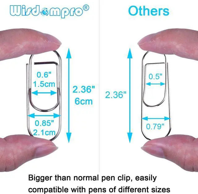Alt view image 3 of 7 - Wisdompro 12 Pack Paper Clip Pen Holder for Notebook, Journal, Silver
