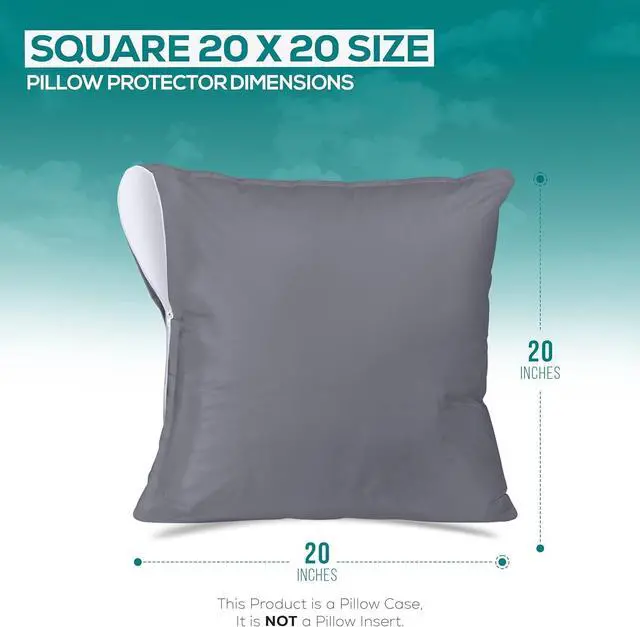 Alt view image 2 of 7 - Set of 2 Pillow Protectors with Zipper 20 x 20 Inches, Throw Pillow Covers